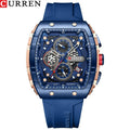 CURREN 8442 Men's Waterproof Six Needle Quartz  Multifunctional Watch Men's Watch - Blue