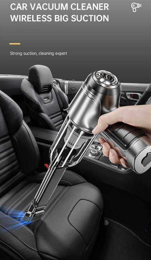 Car Mounted Mini Wireless Vacuum Cleaner for Both Dry And Wet Use, High-Power Portable High Suction - Gray White