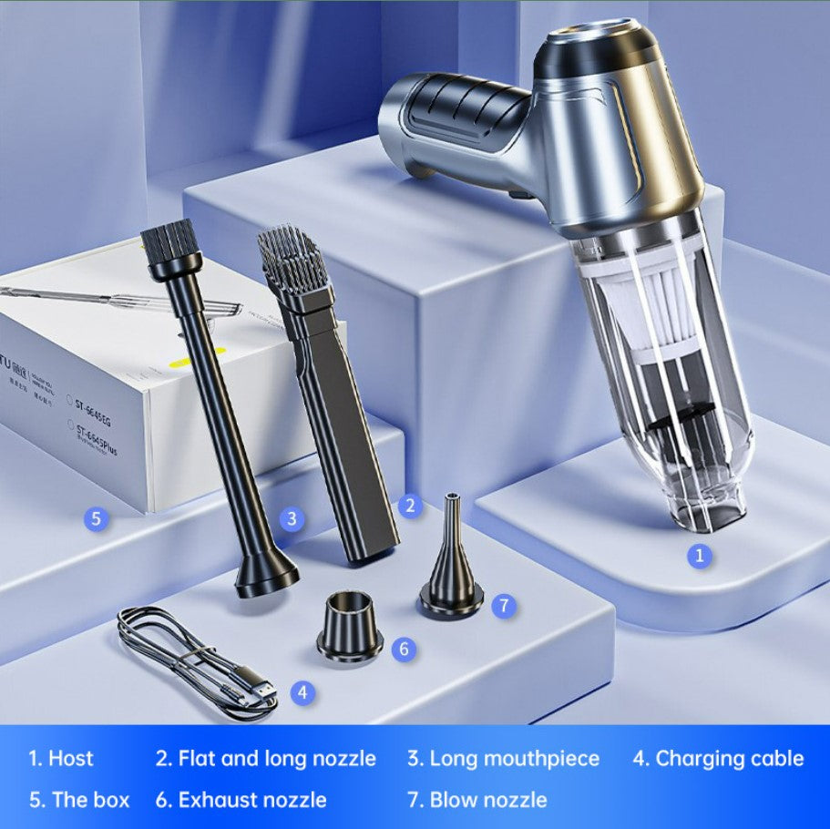 Car Mounted Mini Wireless Vacuum Cleaner for Both Dry And Wet Use, High-Power Portable High Suction - Gray White