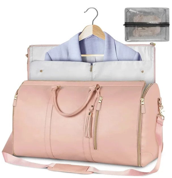 Large folding suit bag, large capacity, handheld clothing, luggage bag - Pink