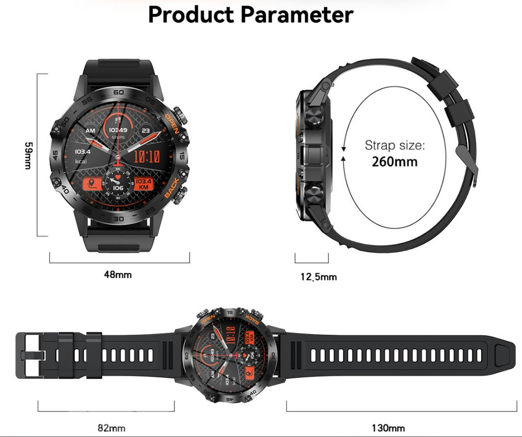 Smart Watch K52 Watches Unisex Sports Fitness Modes Bluetooth Call Health Monitor 400mah 1.39Inch HD Smartwatch - Orange
