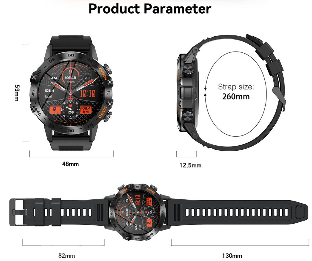 Smart Watch K52 Watches Unisex Sports Fitness Modes Bluetooth Call Health Monitor 400mah 1.39Inch HD Smartwatch - Orange