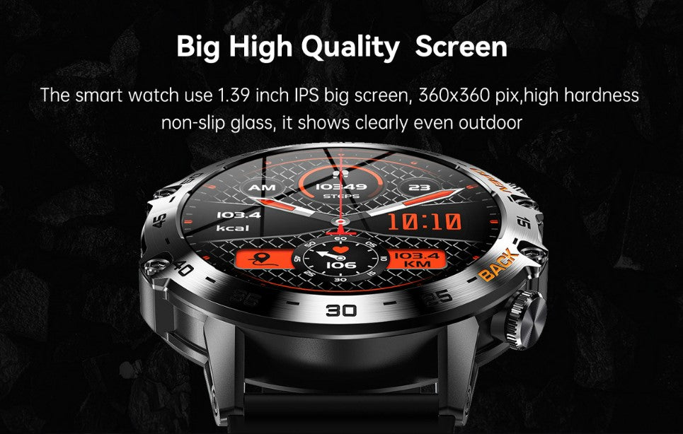 Smart Watch K52 Watches Unisex Sports Fitness Modes Bluetooth Call Health Monitor 400mah 1.39Inch HD Smartwatch - Orange