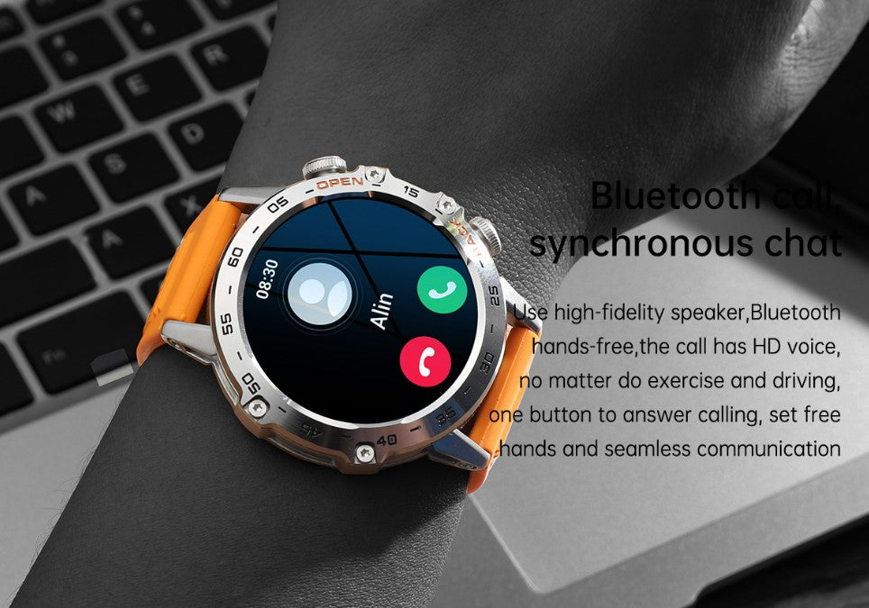 Smart Watch K52 Watches Unisex Sports Fitness Modes Bluetooth Call Health Monitor 400mah 1.39Inch HD Smartwatch - Black