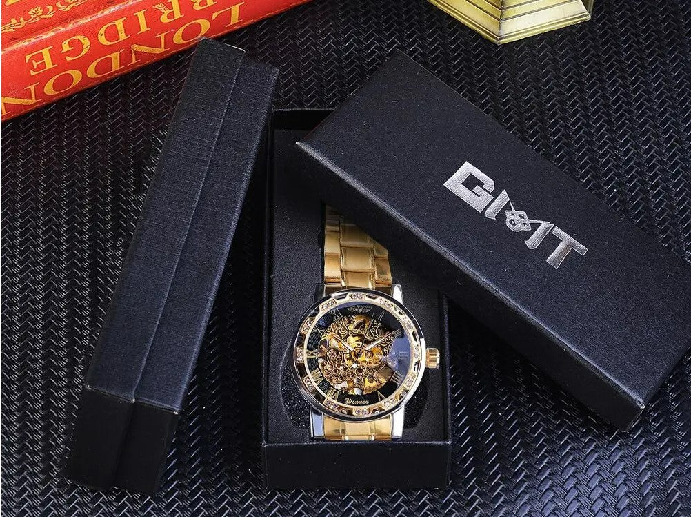 Winner Golden Watches Classic Rhinestone Clock - Golden