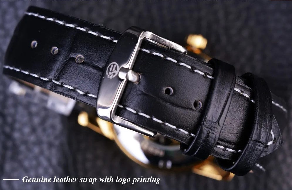 Forsining Hollow Engraving Skeleton Casual Designer Brand Automatic Watches - Black Silver