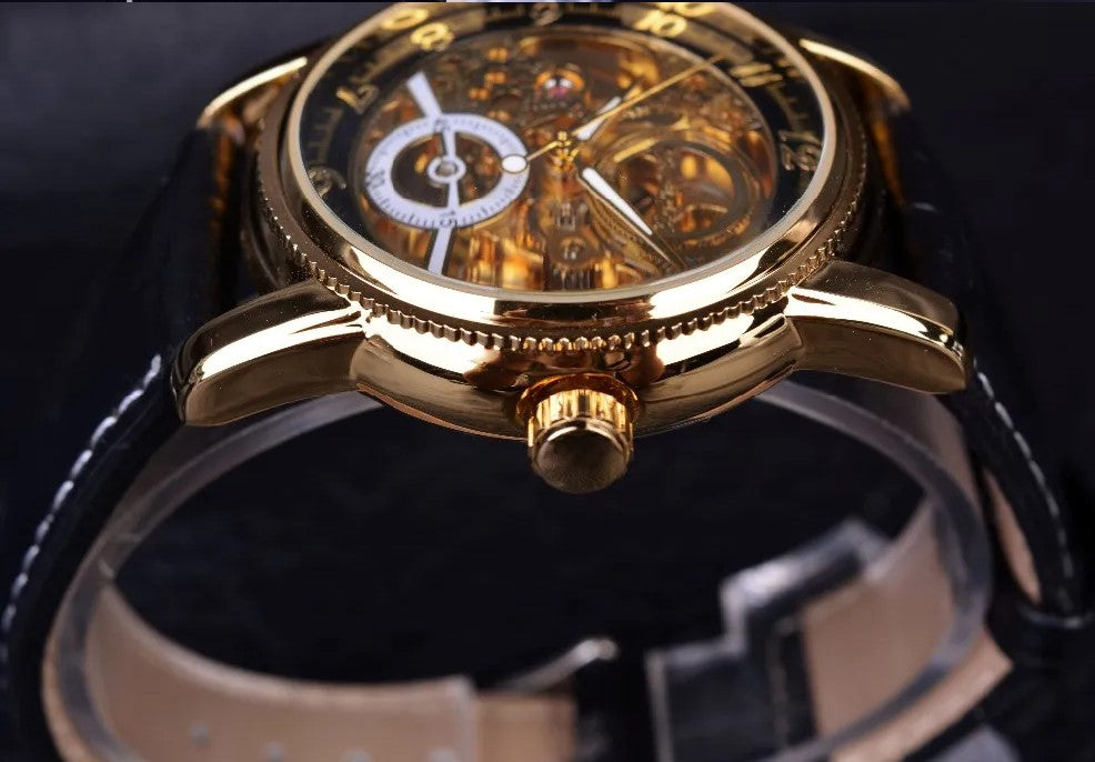 Forsining Hollow Engraving Skeleton Casual Designer Brand Automatic Watches - Golden
