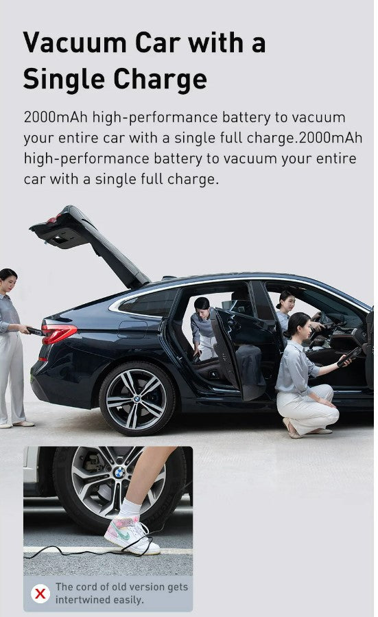 Baseus A1 Car Vacuum Cleaner 4000Pa Wireless Vacuum For Car Home Cleaning - White