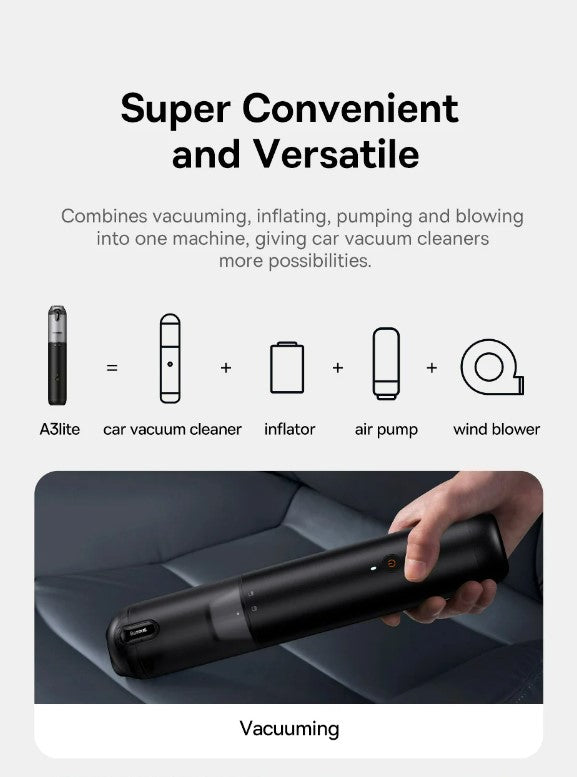 Baseus 4in1 15000Pa Car Vacuum Cleaner Air Pump Wireless Vacuum Cleaner - White