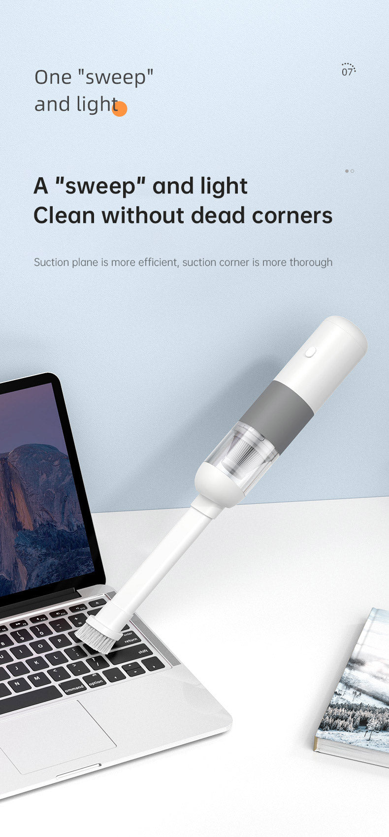 New Handheld Household Car Vacuum Cleaner Small Mini 2-in-1 Portable Wireless High Power Vacuum Cleaner - White