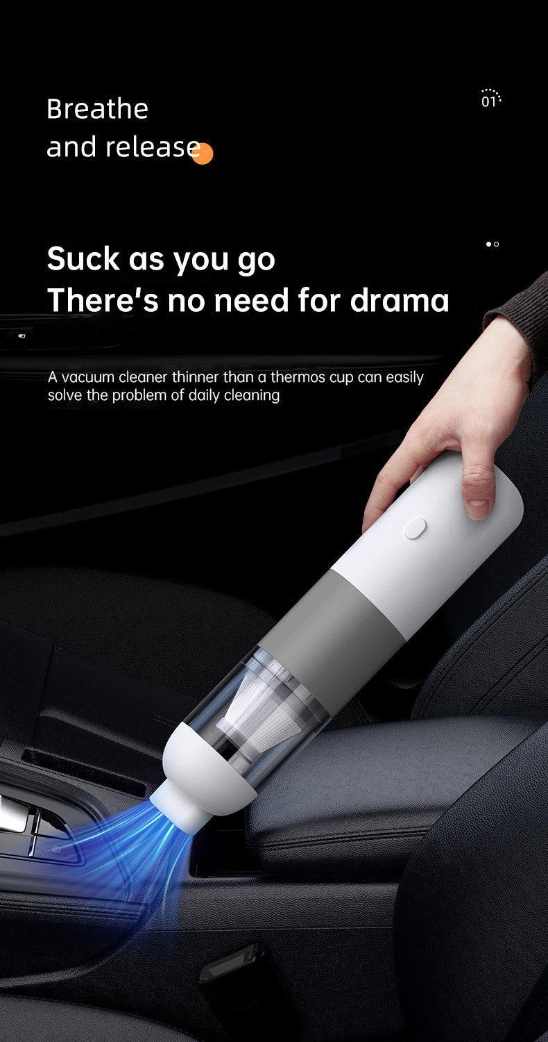 New Handheld Household Car Vacuum Cleaner Small Mini 2-in-1 Portable Wireless High Power Vacuum Cleaner - White