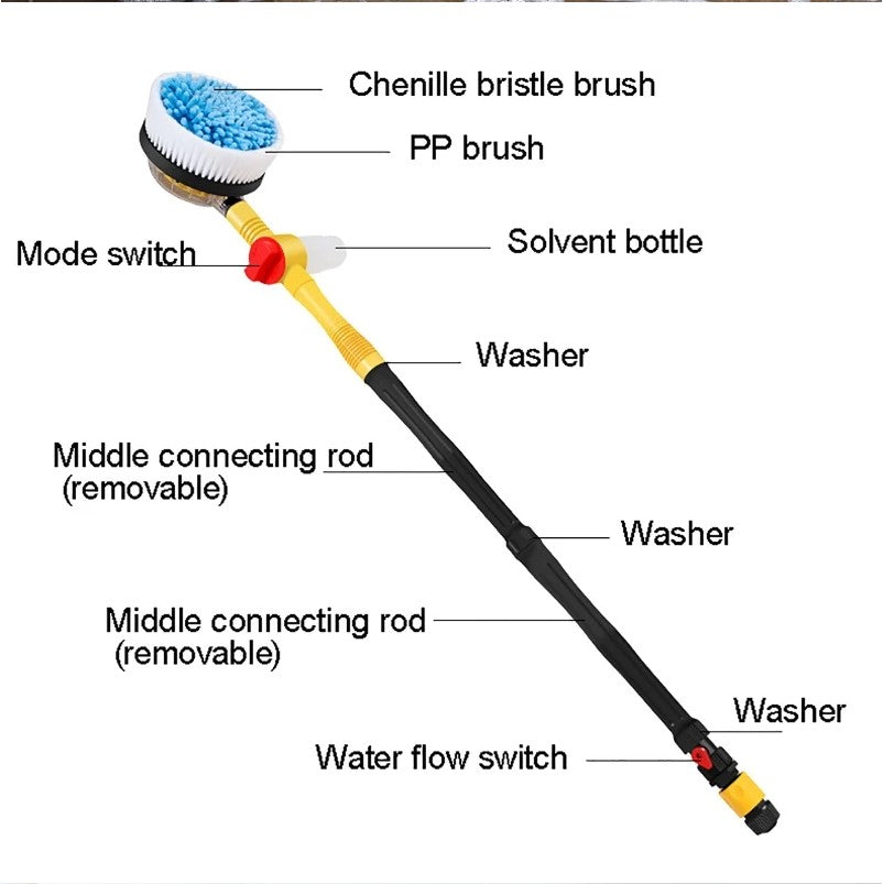 Long Handle Automatic Foaming Water Power Car Wash Brush Chenille Microfiber Car Wash Mop