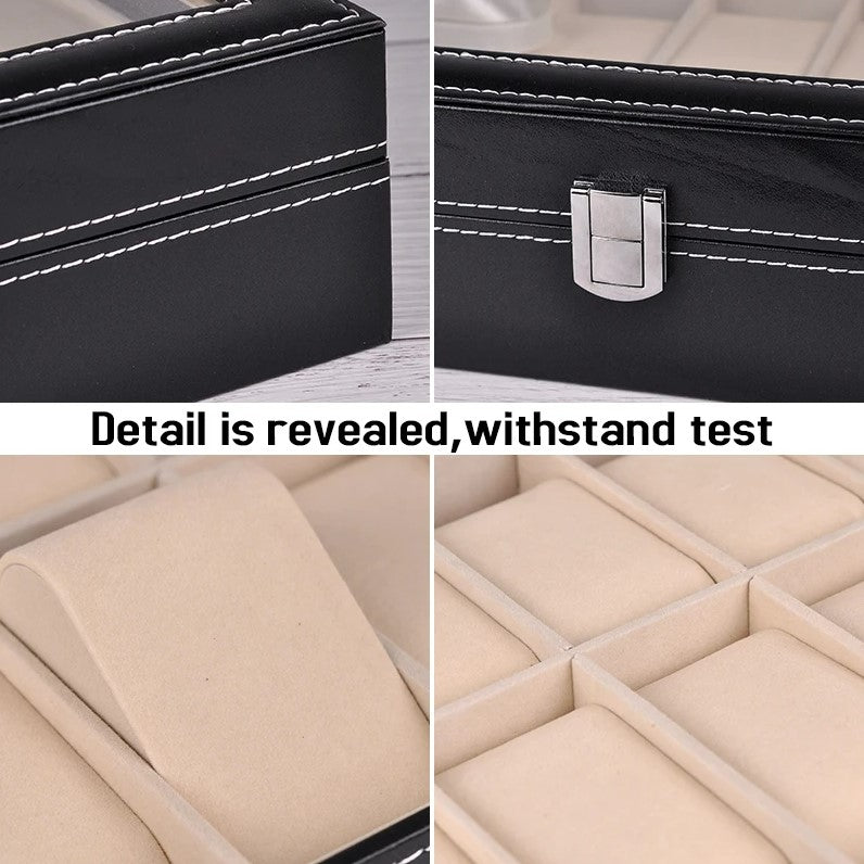 Watches Display Box Organizer Storage Box Leatherette Wrist Watch Holder Jewelry Display Case