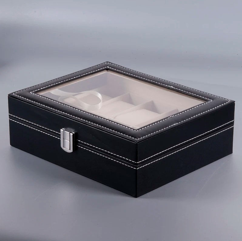 Watches Display Box Organizer Storage Box Leatherette Wrist Watch Holder Jewelry Display Case