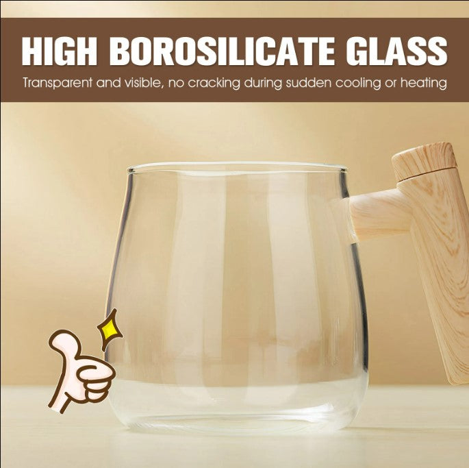 Self Stirring Coffee Cup Electric Stirring Glass Mug Mapple Grain Transparent