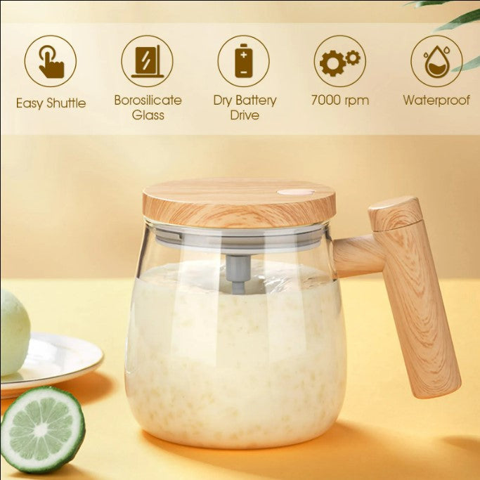 Self Stirring Coffee Cup Electric Stirring Glass Mug Mapple Grain Transparent