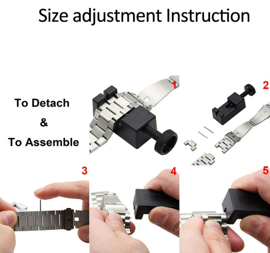 Stainless Steel Strap for Apple Watch Band 42mm - 44mm Metal Links Bracelet Smart Watch Strap - Black