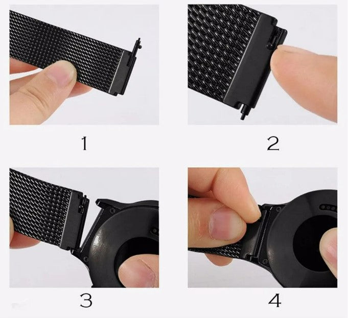 Watch Band Bracelet For Samsung Galaxy Watch 3 for Galaxy Active 2 Strap 42mm Metal Stainless Steel Magnetic 20mm Wrist Strap - Black