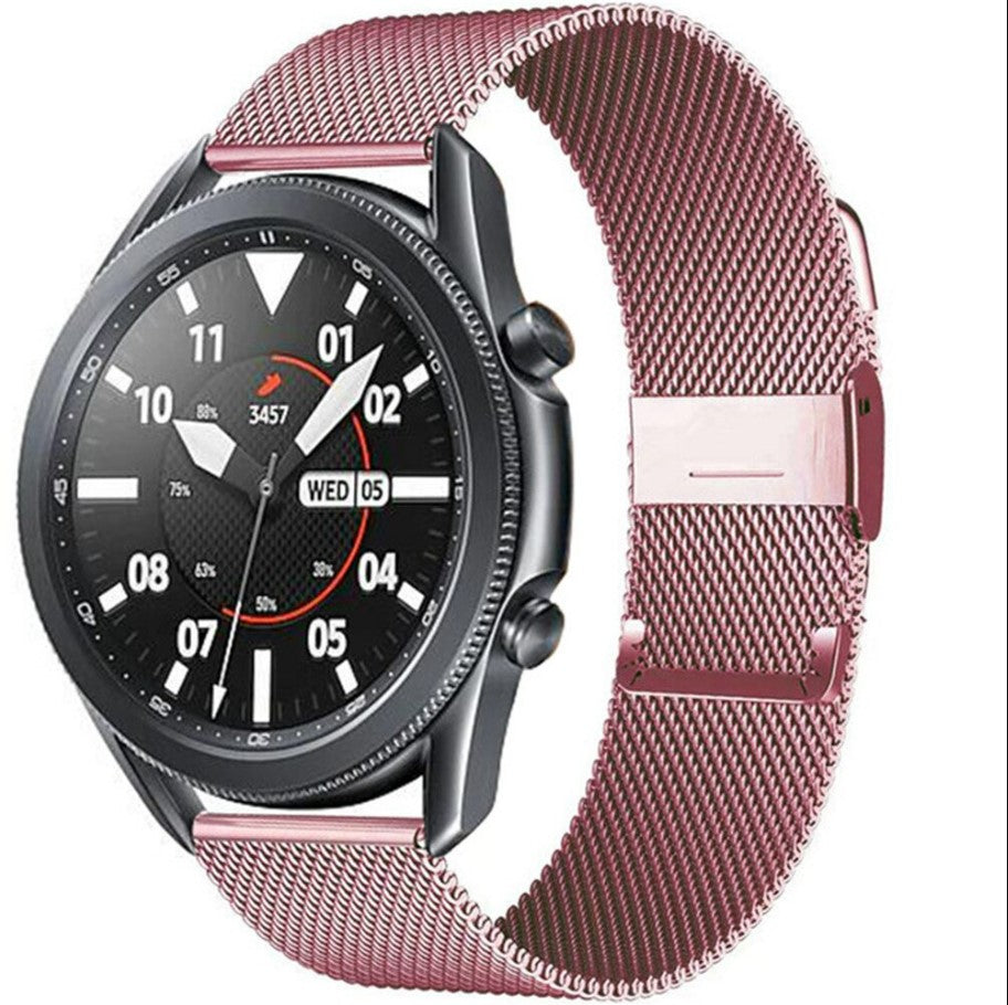 Watch Band Bracelet For Samsung Galaxy Watch 3 for Galaxy Active 2 Strap 42mm Metal Stainless Steel Magnetic 20mm Wrist Strap - Rose Pink