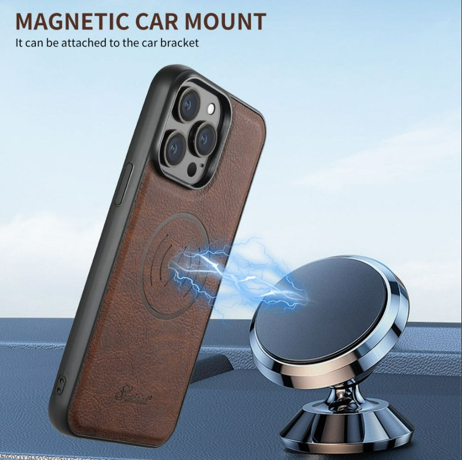 iPhone case Anti drop 2-in-1 card insertion case protective cover - Brown