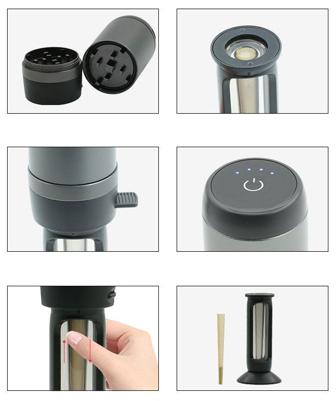Electric Cigarette Grinder, Horn Tube, Cut Tobacco Metal Cigarette Lighter